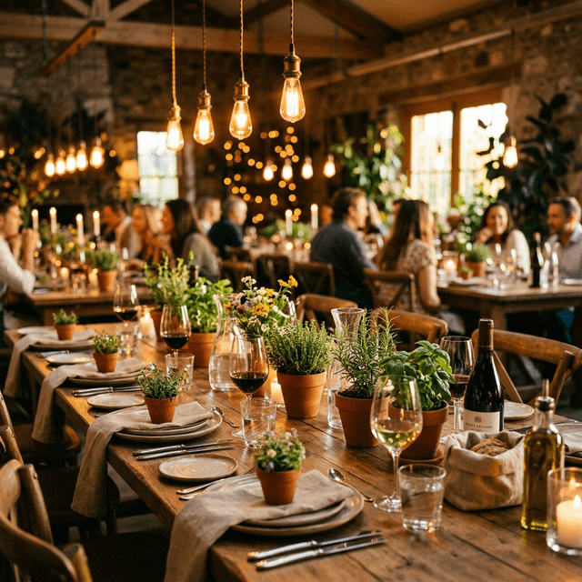 Elegant dining setup at Wild Grove